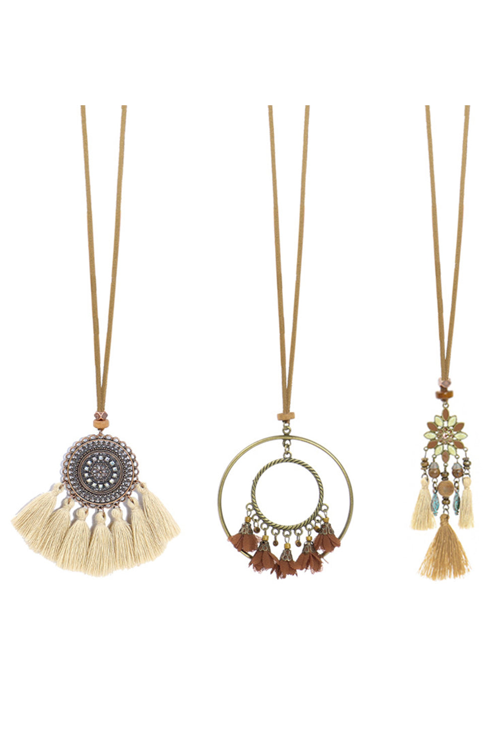 3pcs Bohemian Retro Tasseled Pendant Necklace