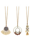 3pcs Bohemian Retro Tasseled Pendant Necklace