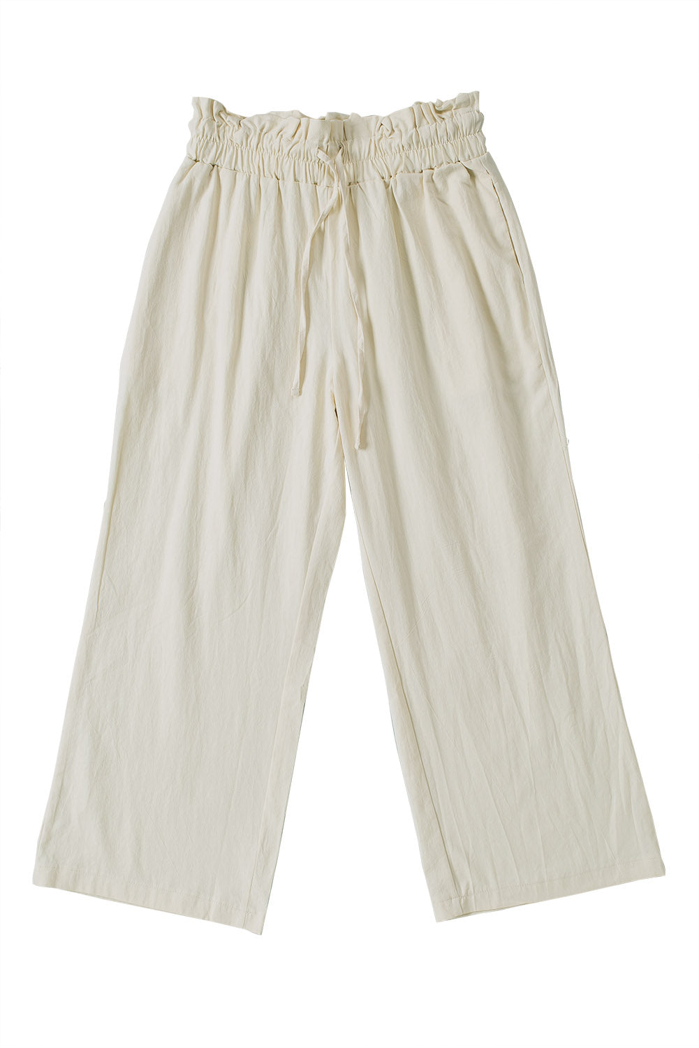 Paperbag Waist Straight Leg Cropped Pants