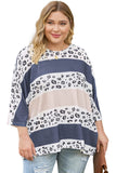 Plus Size Leopard Striped Color Block Oversized Top