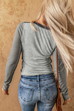 Brown Expose Seam Color Block Ribbed Knit Top