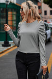 Buttoned Puff Long Sleeve Sheath Top