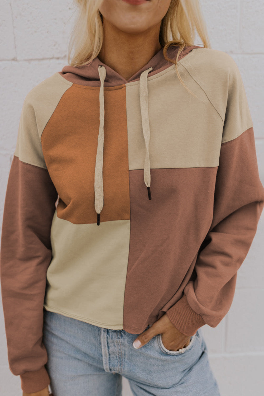 Colorblock Raglan Sleeve Pullover Hoodie