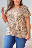 Plus Size Cheetah Print Twisted T-shirt