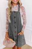 Beau Blue Wide Strap Button Front Pocketed Denim Mini Dress