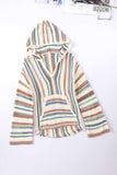 Striped Knit Kangaroo Pocket Hooded Sweater