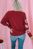 Red Solid Color Patchwork Long Sleeve Top