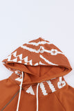 Aztec Print Patchwork Thumb Hole Hoodie