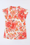 Plus Size Frilled Neck Ruffle Sleeveless Floral Dress