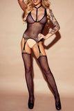 Rhinestone Sheer Suspender Bodystockings