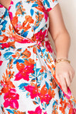 Wrap V Neck Short Sleeve Floral Maxi Dress