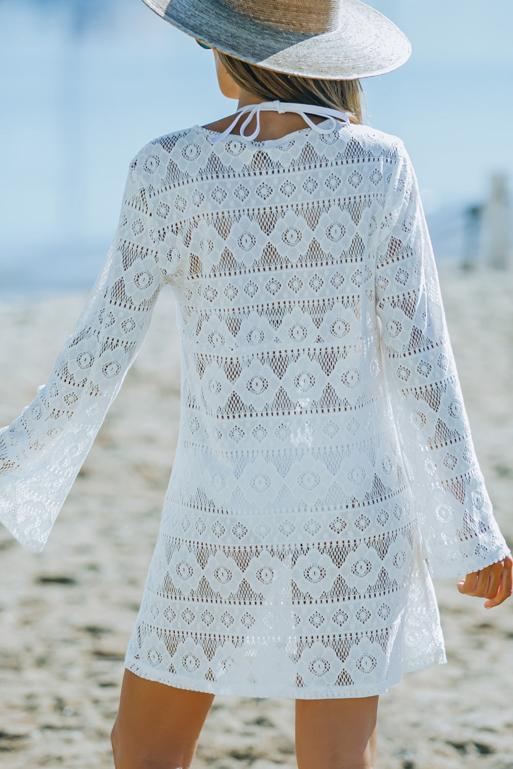 Button Down Lace Tunic Beach Dress