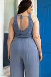 Tie Back Crochet Tank Casual Plus Size Jumpsuit