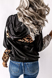 Leopard Print Contrast Stitching Hoodie