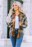 Plaid Color Block Buttoned Shirt with Pockets