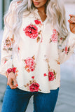 Floral Print V Neck Button Down Blouse