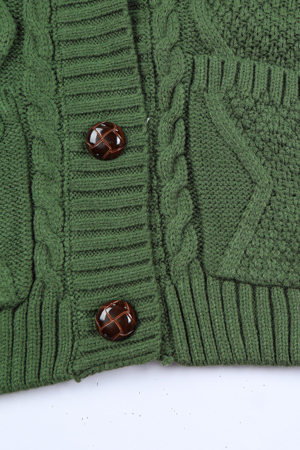 Front Pockets Buttons Textured Cardigan