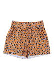 Leopard Print Ruffle Elastic Waist Shorts