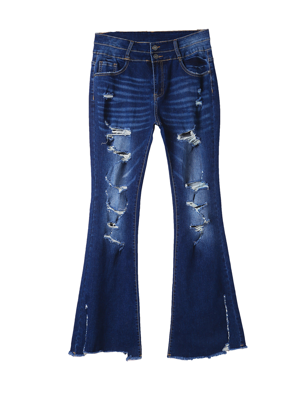 Distressed High Waist Flared Jeans