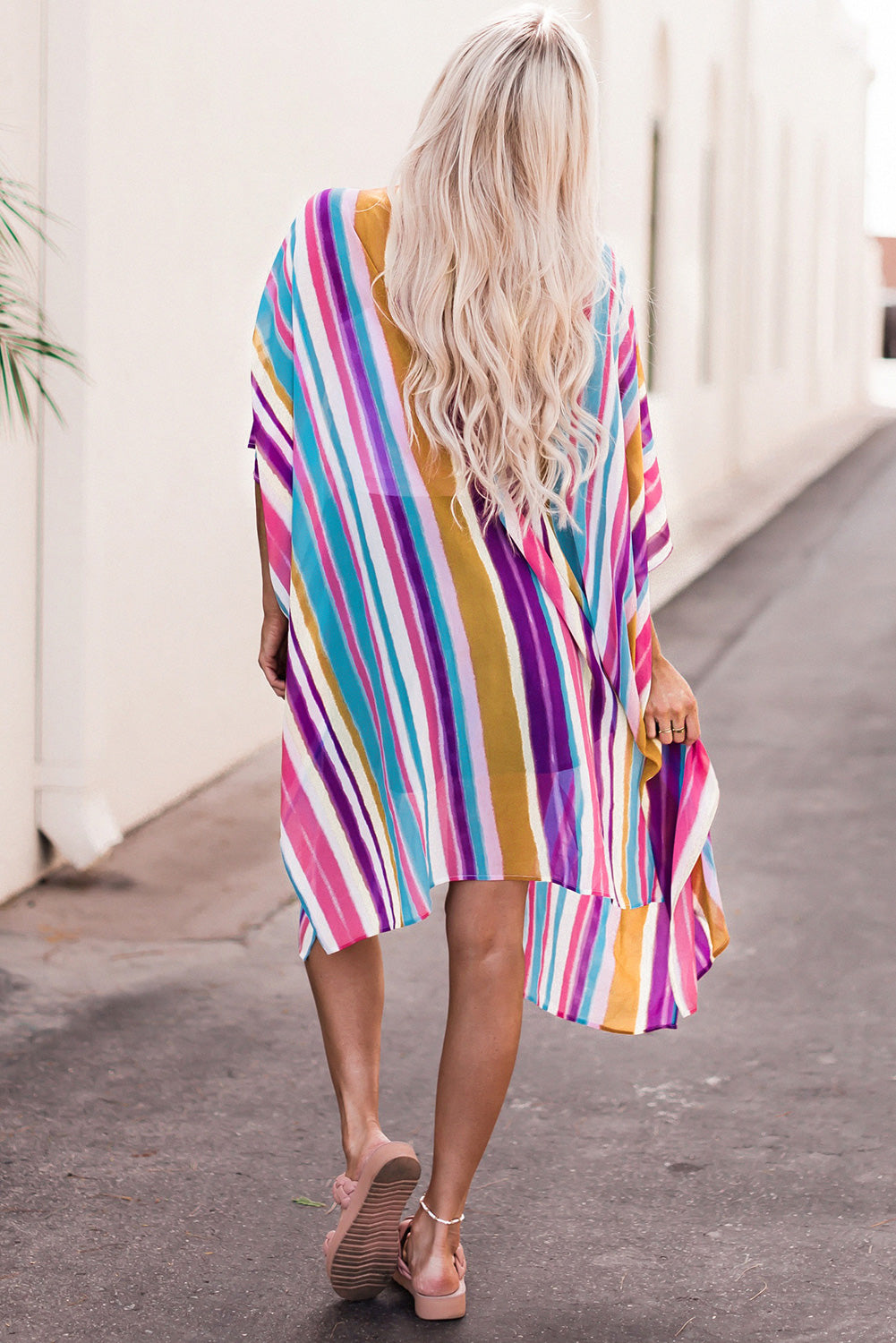 Striped Print Oversized Kimono