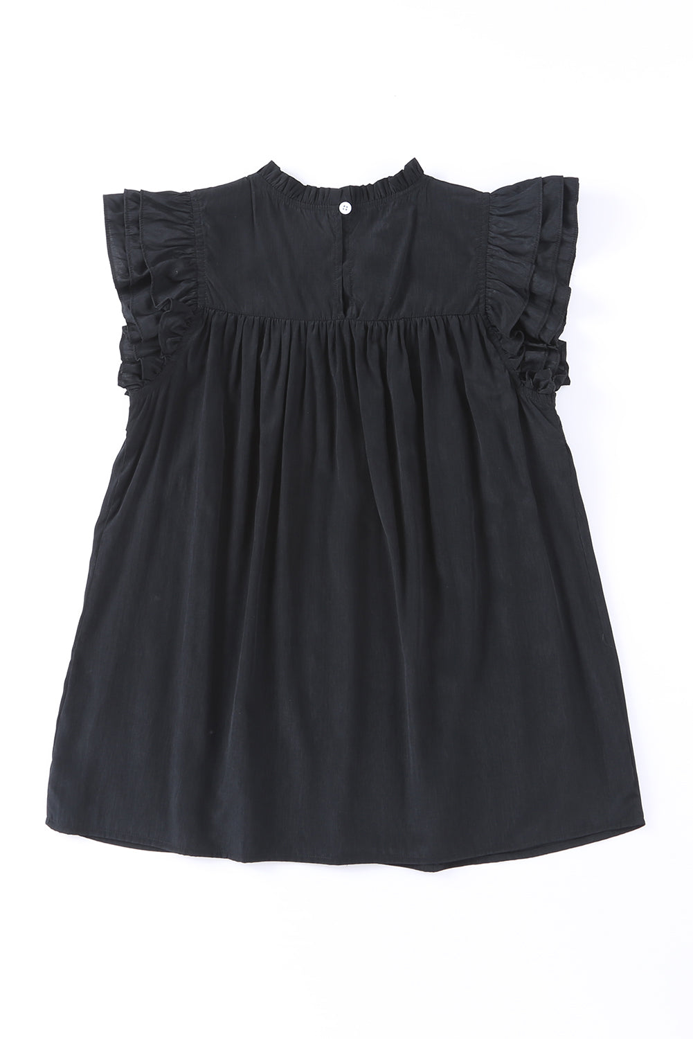 Ruffle Sleeve Pleated Yoke Loose Top