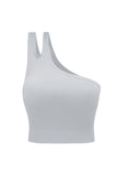 Single Split Shoulder Ribbed Cropped Sports Top