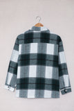 Plaid Print Buttoned Shirt Coat with Pocket