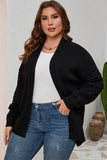 Pom Pom Detail Open Front Plus Size Cardigan