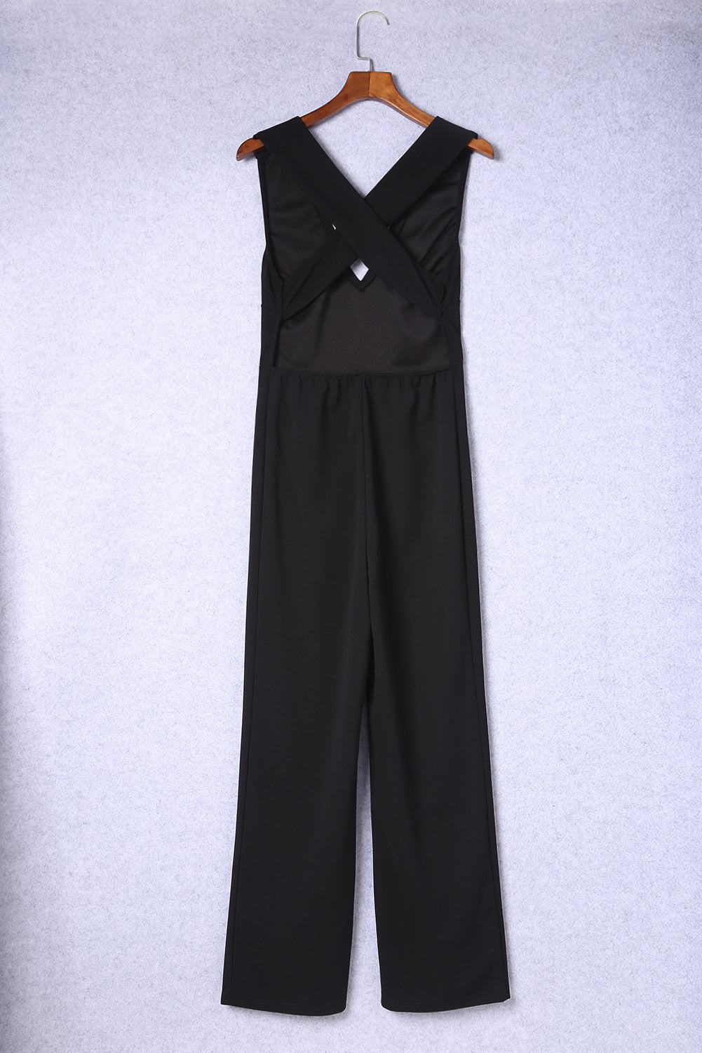 V Neck Crisscross Back Wide Leg Jumpsuit