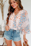 Floral Surplice Wide Sleeve Bodysuit