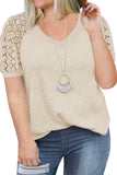 Lace Short Sleeve Plus Size Waffle Top