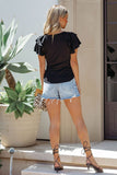 Plain Tiered Ruffled Short Sleeve T Shirt