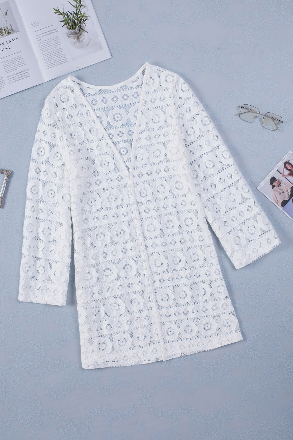 Button Down Lace Tunic Beach Dress