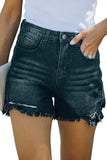 High Waist Frayed Denim Shorts