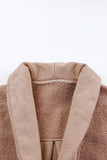 Veste ample boutonnée en daim rose Sherpa Patchwork