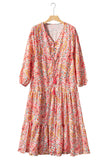 Boho Holiday Paisley Print Tiered Long Sleeve Maxi Dress