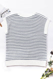 Blue Stripe Ribbed Trim Loose Fit Knitted Sweater Vest