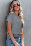 White Textured Knit Short Sleeve Top