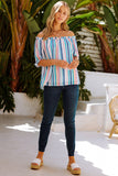 Off The Shoulder Rainbow Striped Top