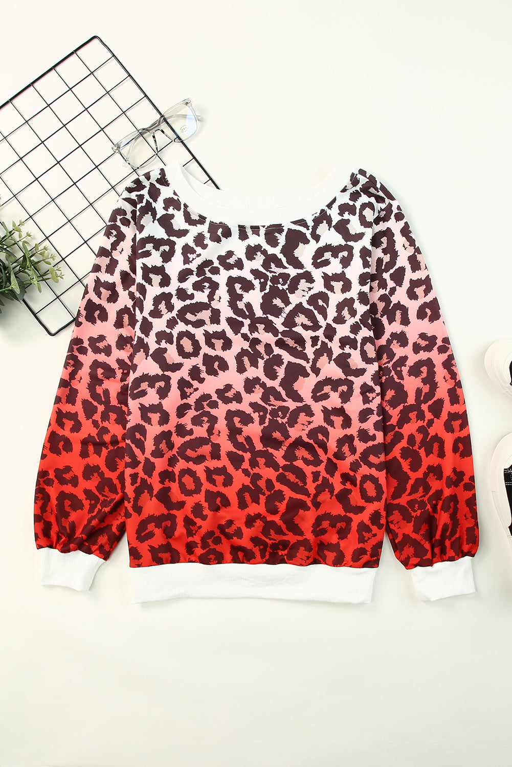 Leopard Gradient Long Sleeve Sweatshirt