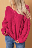 Bubblegum V-Neck Braided Knit Sweater