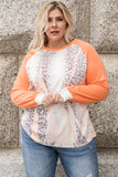 Snakeskin Print Raglan Long Sleeve Plus Size Top