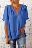 Split Neck Pleated Loose Top