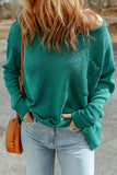 Solid Color Off Shoulder Rib Knit Sweater with Pocket