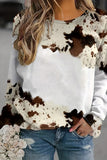 Brown Western Tie Dye Print Long Sleeve T Shirt