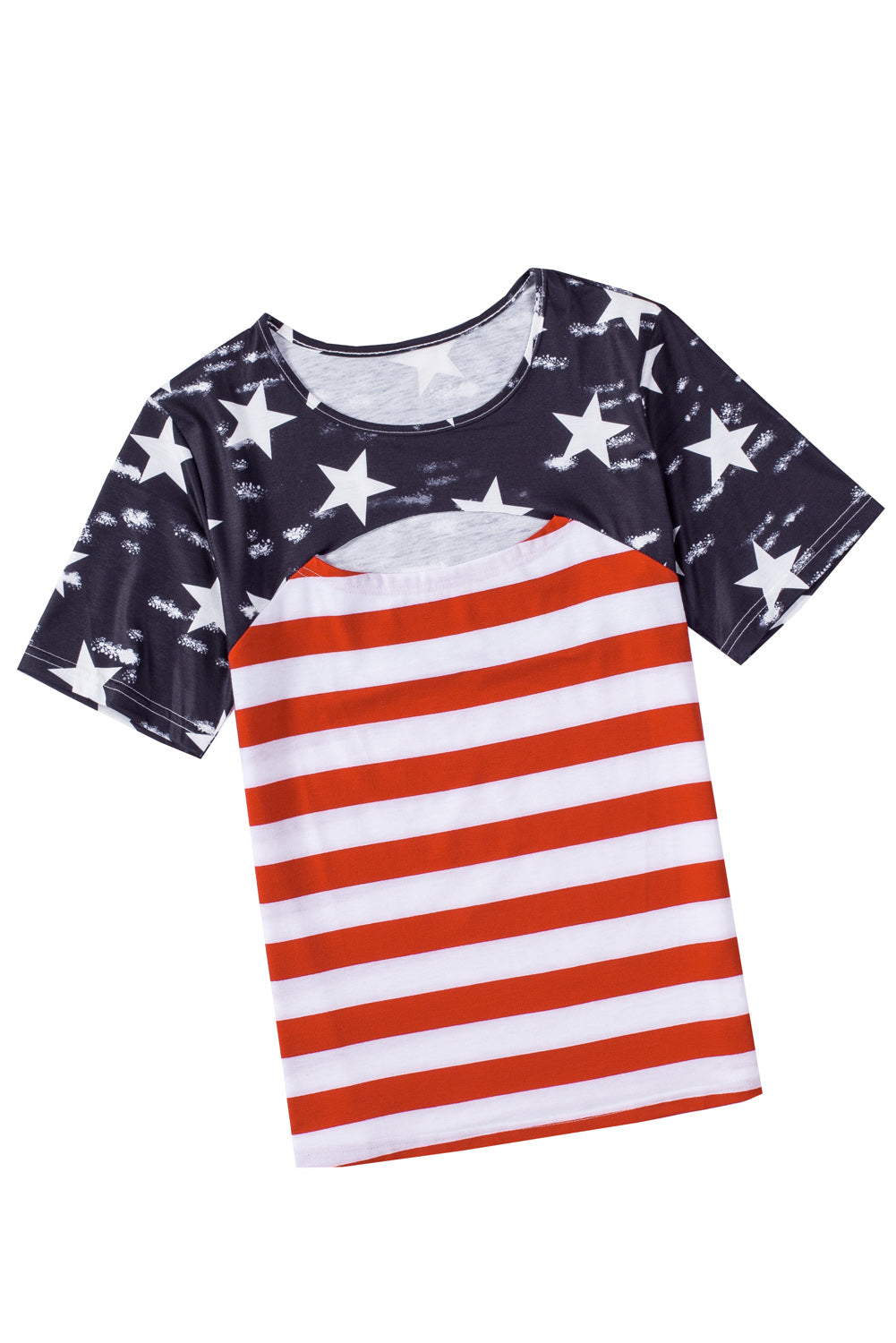 Contrast American Flag Cutout T-Shirt