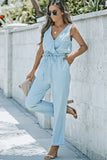 Pocketed Chambray Sleeveless Jumpsuit