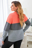 Sweat-shirt Gris à Col Rond Colorblock Grande Taille