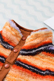 Striped Kangaroo Pocket Buttoned Sherpa Sweatshirt