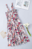 Apricot Tie Straps Smocked Floral Dress